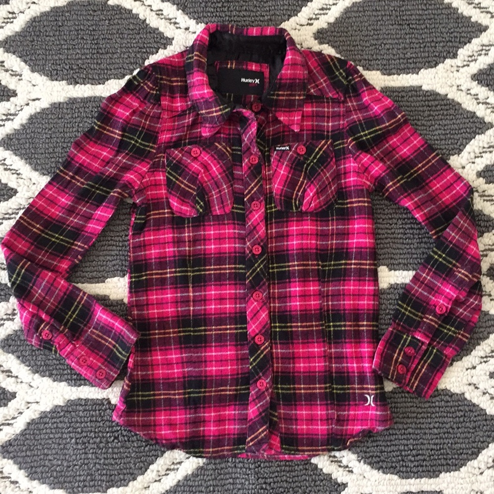 🚫SOLD🚫 Hurley Girl’s Plaid Pink Flannel